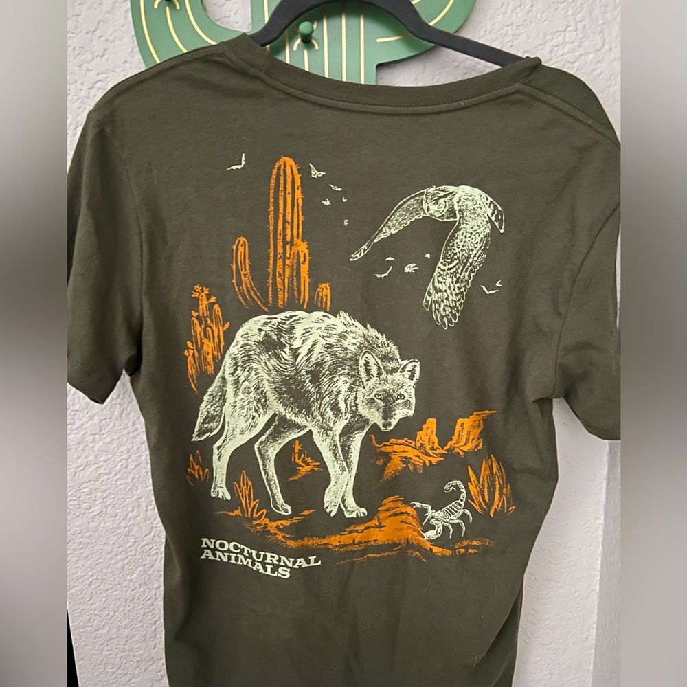 Graphic Tee with Wolf and Desert Scene